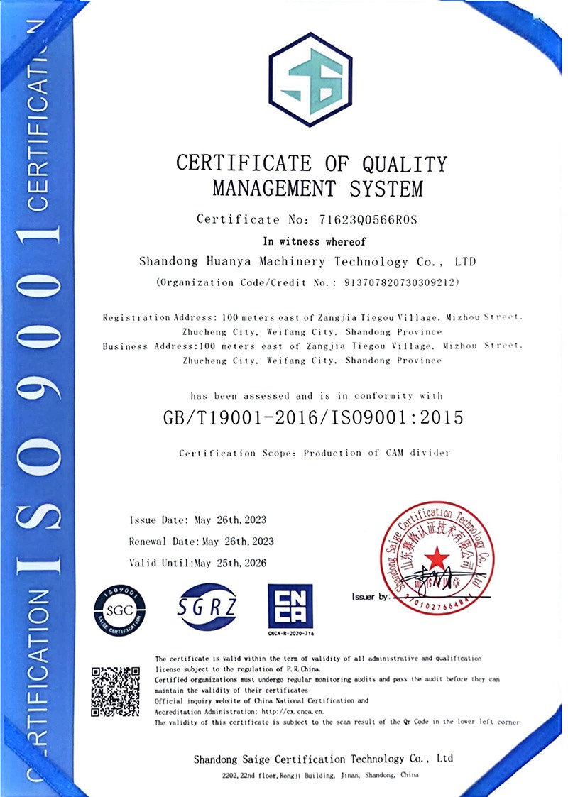 CERTIFICATE OF QUALIT Y MANAGEMENT SYSTEM